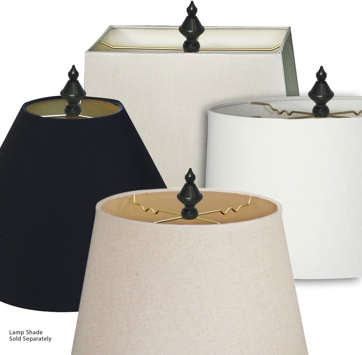 Royal Designs Pointed Urn 1.6" Lamp Finial for Lamp Shade, Polished Brass - Set of 2