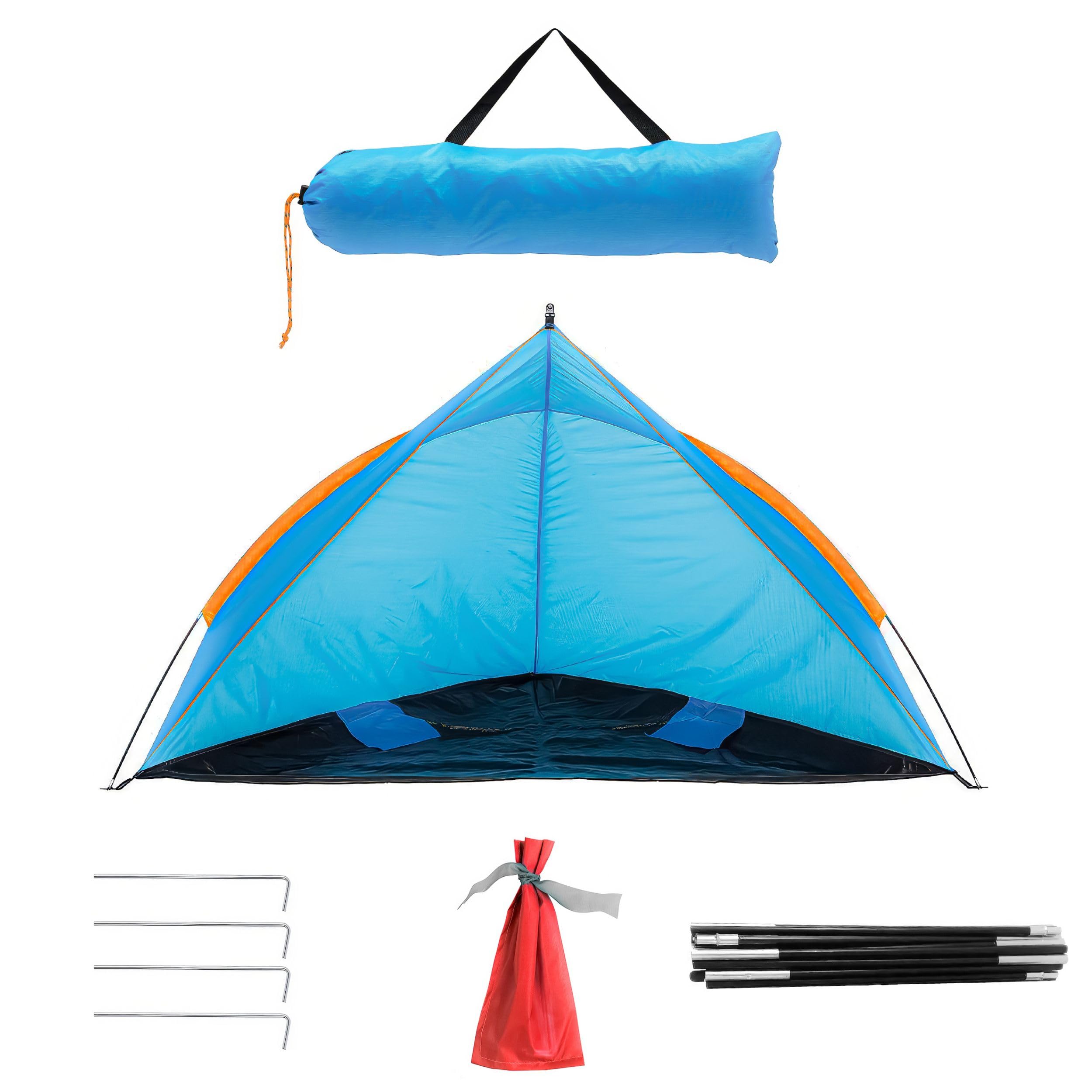 Blumixx Pop Up Strandmuschel für 2–3 Personen – Windschutz & Sonnenschutz Strand Zelt, kompakt faltbar, leichtes Reise-Strandzelt, Strandzelt, UV-Schutz, 220x120x120 cm, Türkis