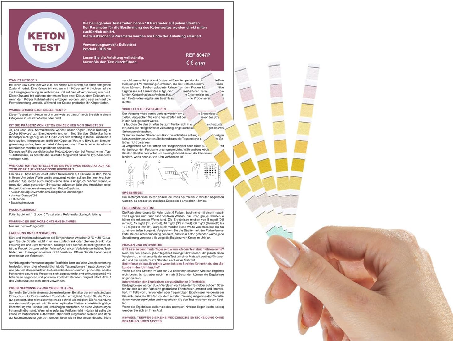 Home Test for keton 100 Pieces with Reference Colour Chart