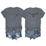 Anbech Women Summer Tops Western Graphic Short Sleeve T-Shirts Casual Cute Tees 2026 Cowgirls Shirts