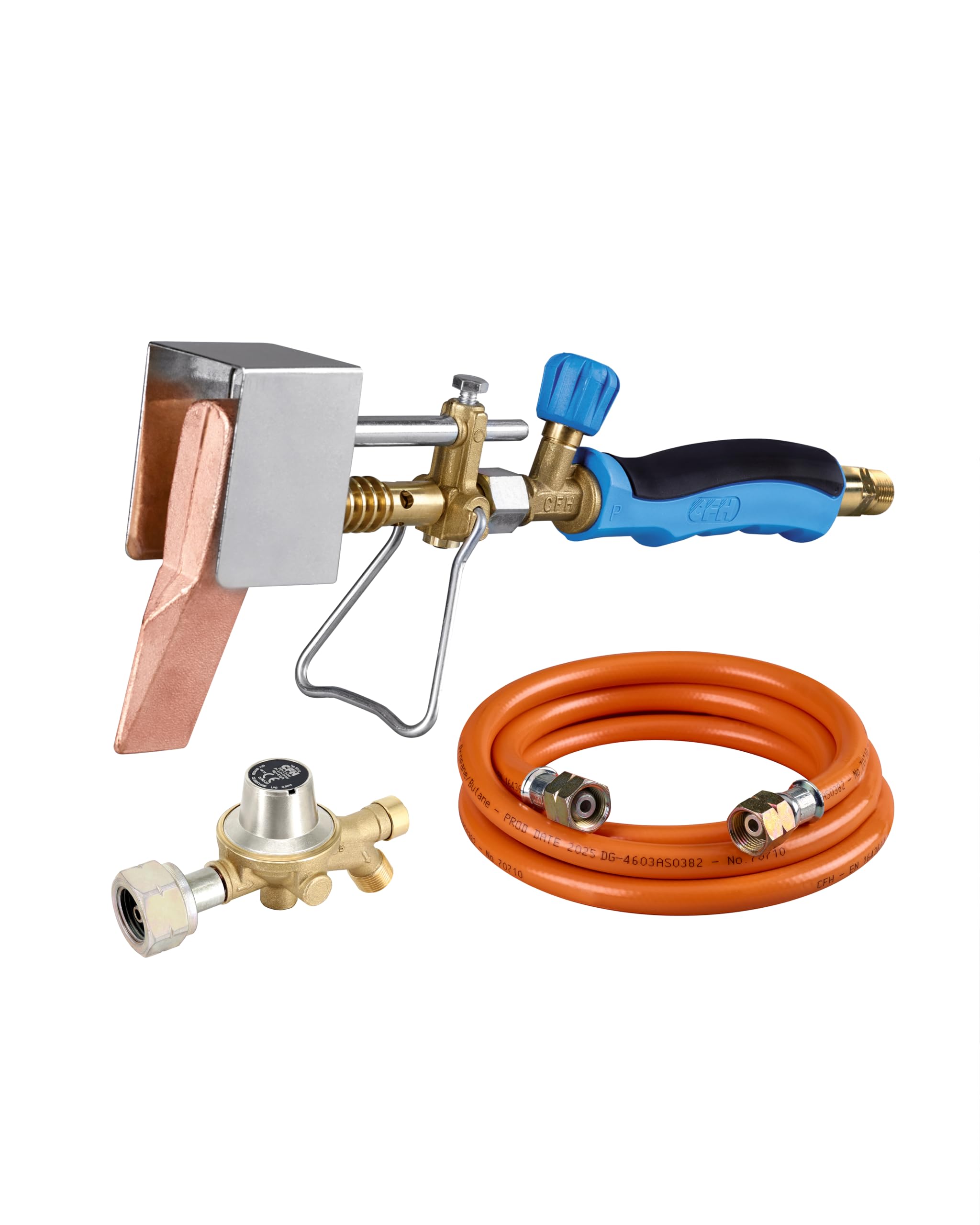 CFH Fer à souder pour cuivre avec tuyau en plastique propane et régulateur de propane Ensemble de soudure