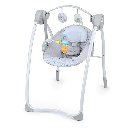 Bright Starts Disney Baby Winnie The Pooh Milestone Swing, amigos clásicos, diseño plegable con juguetes y melodías, unisex, recién nacido + (6 20