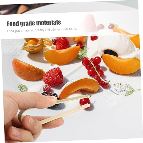 Miniatura 7 de DOITOOL Pinzas para pan de cocina, pinzas de bambú para alimentos, función anti-escaldaduras, para utensilios de cocina, 10 uds