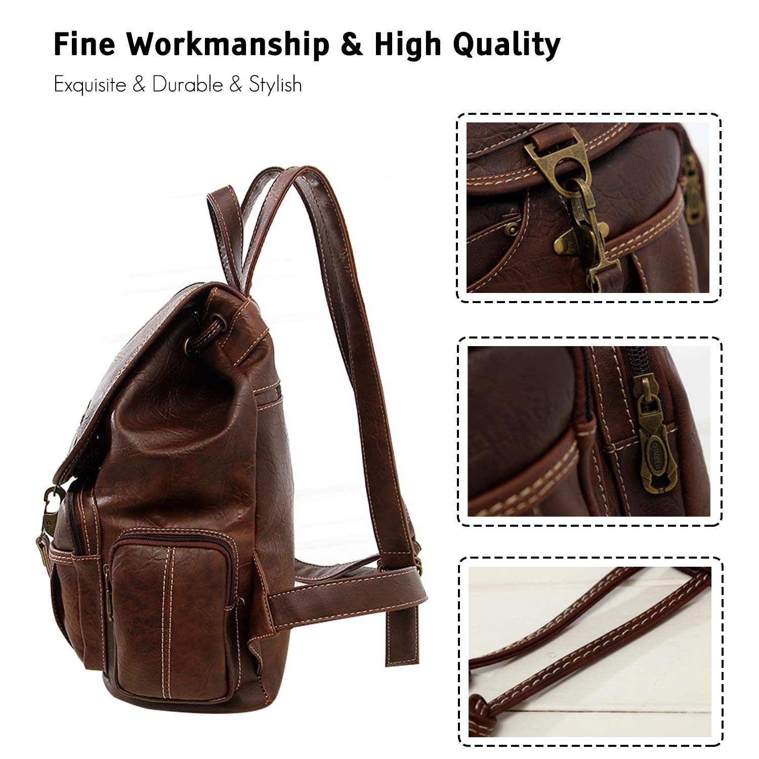 FANDARE Plecaki retro unisex torba na uczelnię na co dzień plecak liceum nastolatki dziewczyna chłopiec wodoodporny plecak na zewnątrz plecak podróżny torba na książki kobiety mężczyźni trwały PU