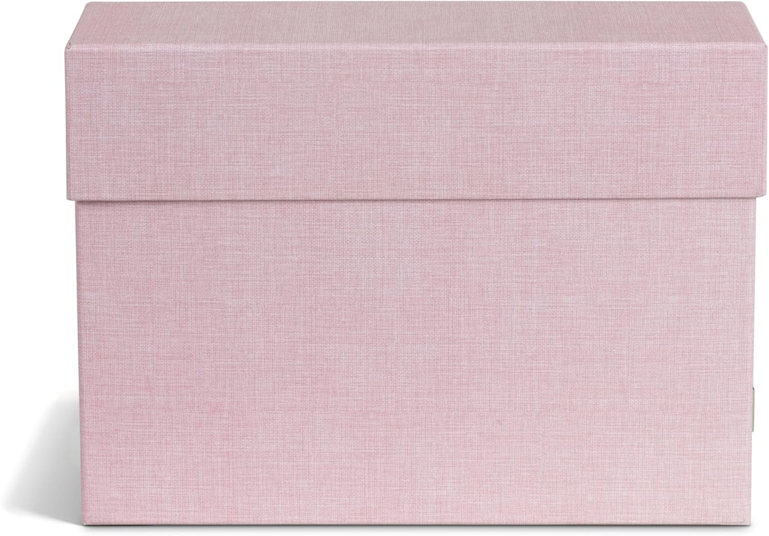 Bigso Lovisa Fiberboard Label Frame 12 File Storage Box - Paperwork Storage Box with Metal Label Holder - Durable Document Organizer with Flip Top Lid - 3.7in x 13in x 9.4 in - Melange Pink
