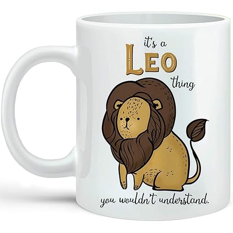 Leo Zodiac Lion Sign Coffee Cup August September Birthday Gift Microwave Dishwasher...