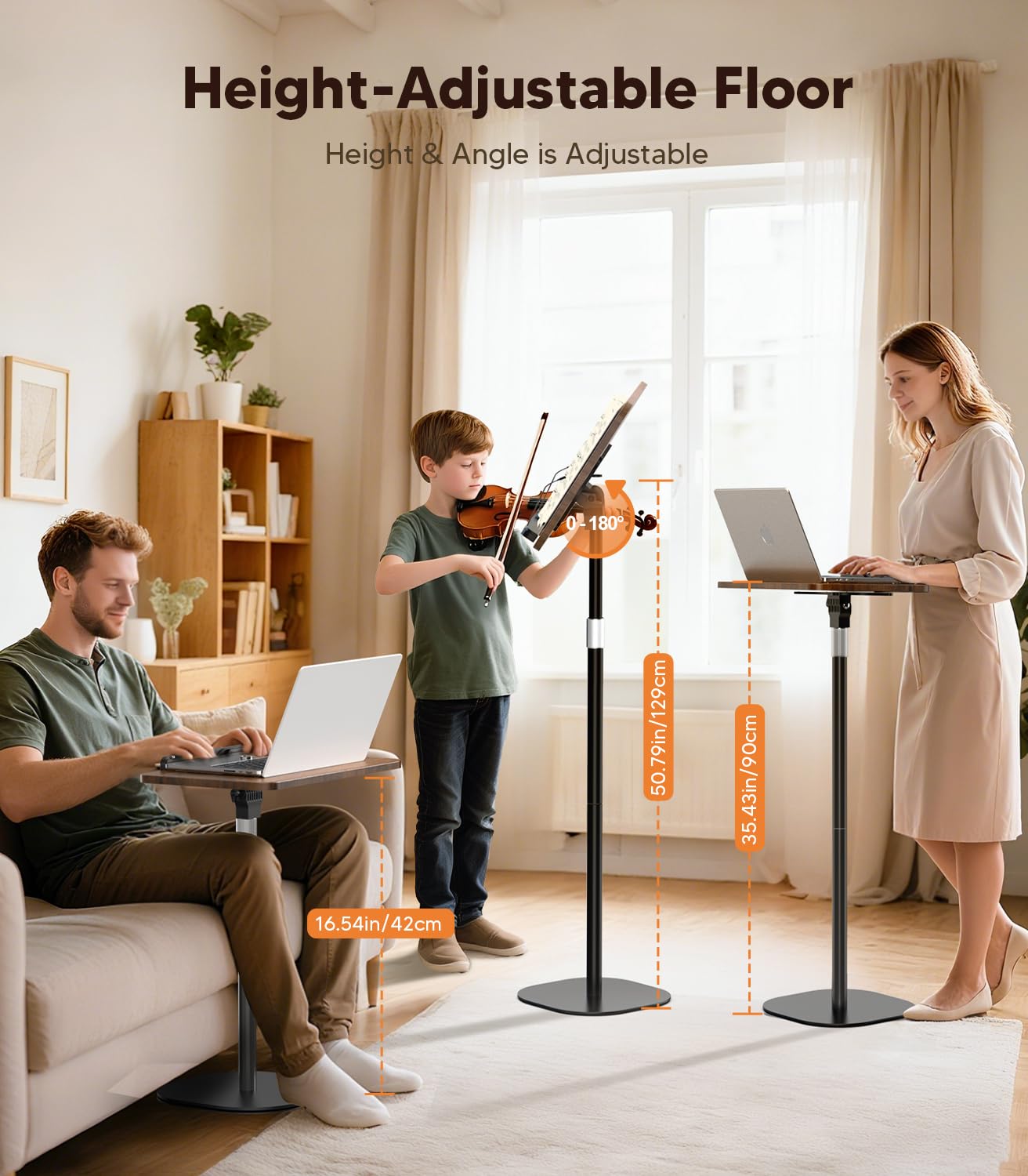 Support de livre 2 en 1 réglable en hauteur avec plateau XXL inclinable à 180° Support lecture Pupitre de musique Support pour ordinateur portable Base antidérapante pour enfants et adultes