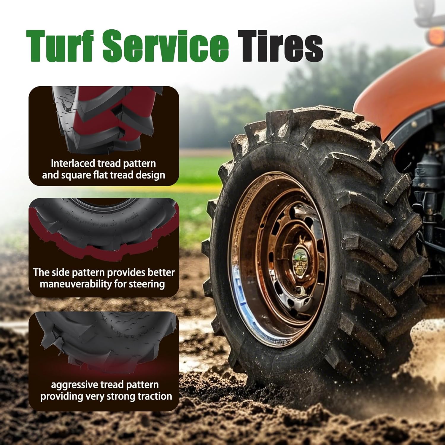 TRIPOWER Farm Tractor Tires 6-12, 6x12 NHS Garden AG Tires for Kubota 7100 Series 4WD H167, 6-Ply Tubeless, Set of 2