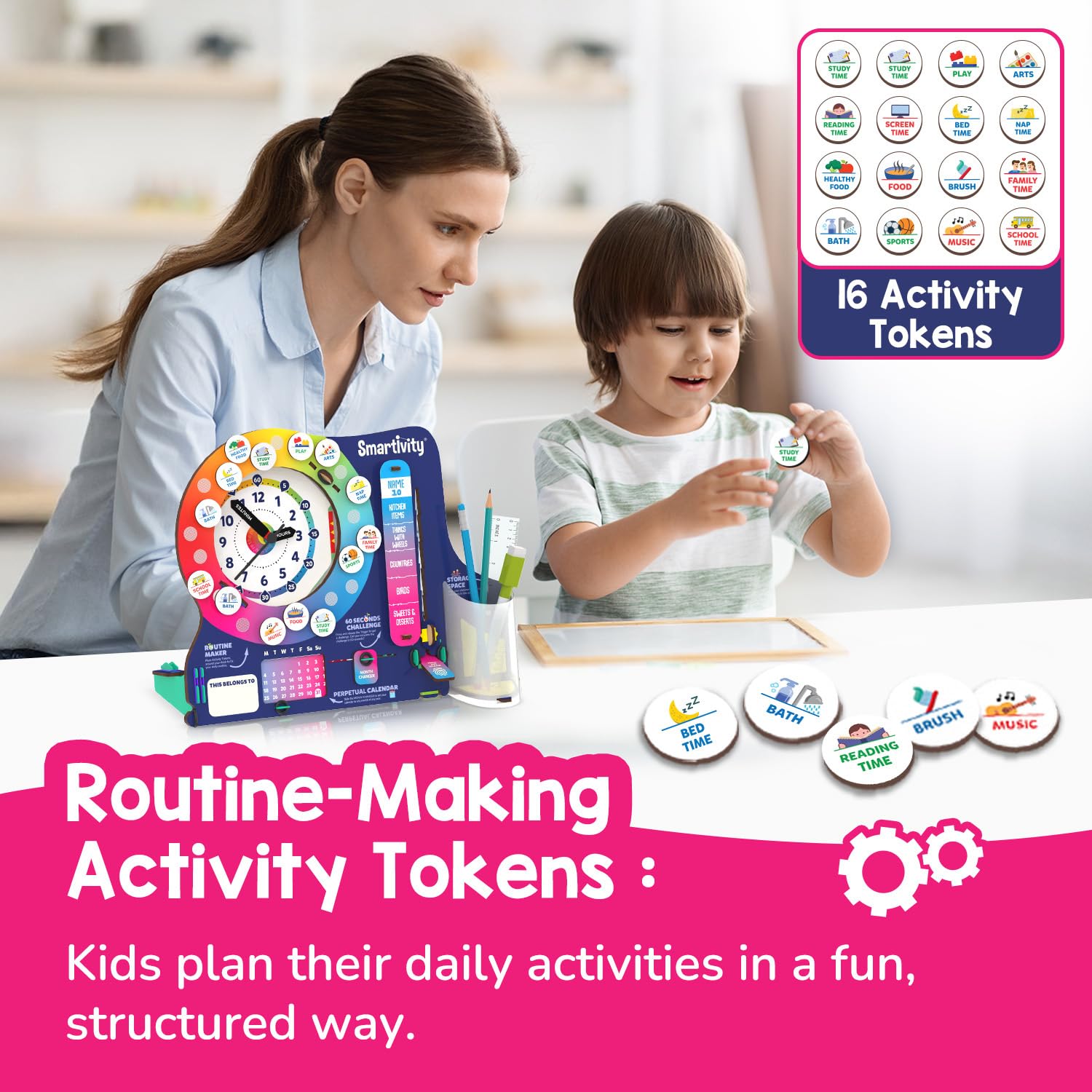 Smartivity DIY Interactive Clock With Stationary Organiser For Kids Ages 6-12|Features An Infinity Calendar|Birthday Gift For Boys&Girls|STEM Educational Toy For 6,7,8,9,10,11,12 Years,Multicolour - Image 3 thumbnail