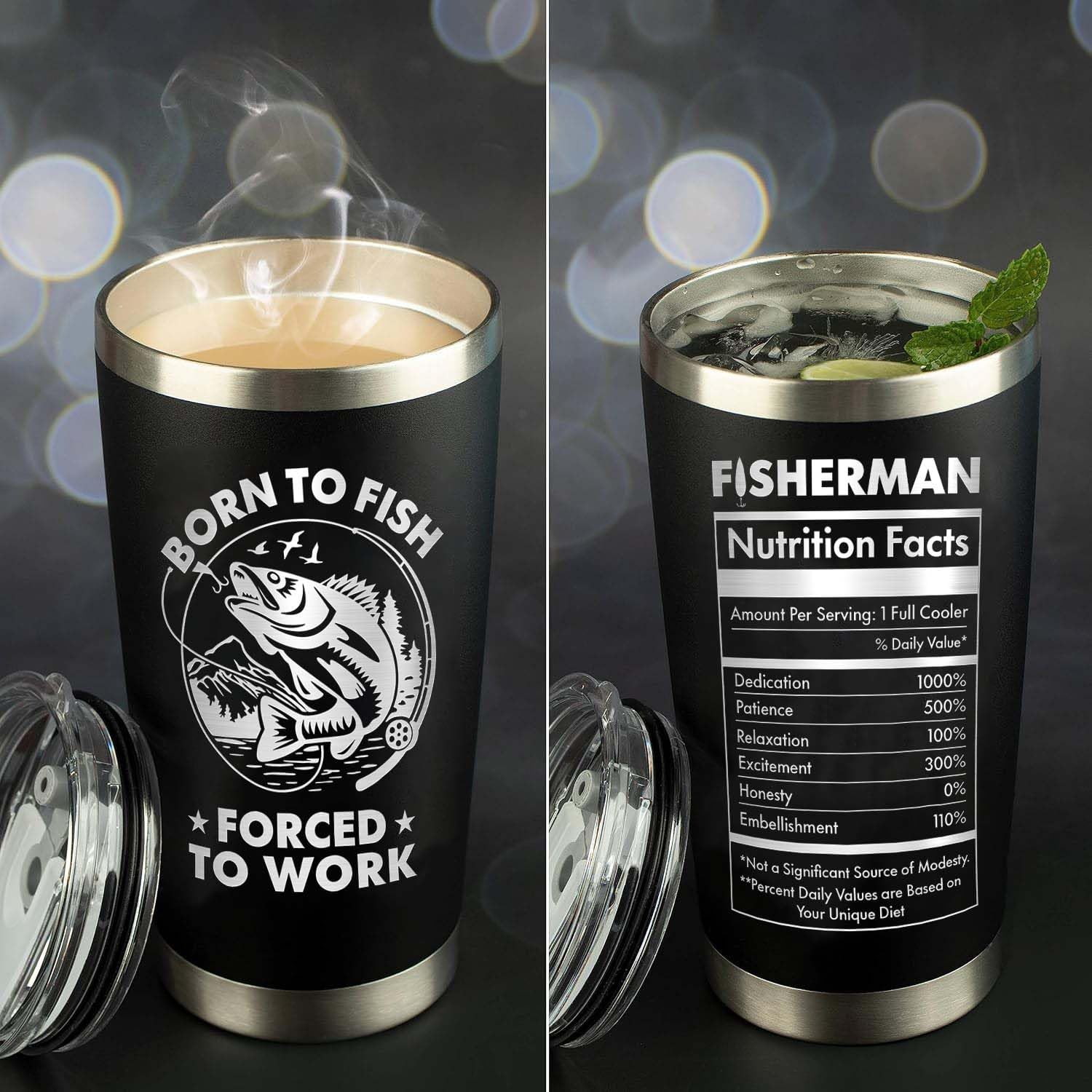 Funny Gifts for Fishermen - Born to Fish Forced to Work Fish Tumbler 20oz - Fishing Cup for Men - Fathers Day Christmas Valentines Birthday Fisherman Gifts The Fisherman's Gift image 5