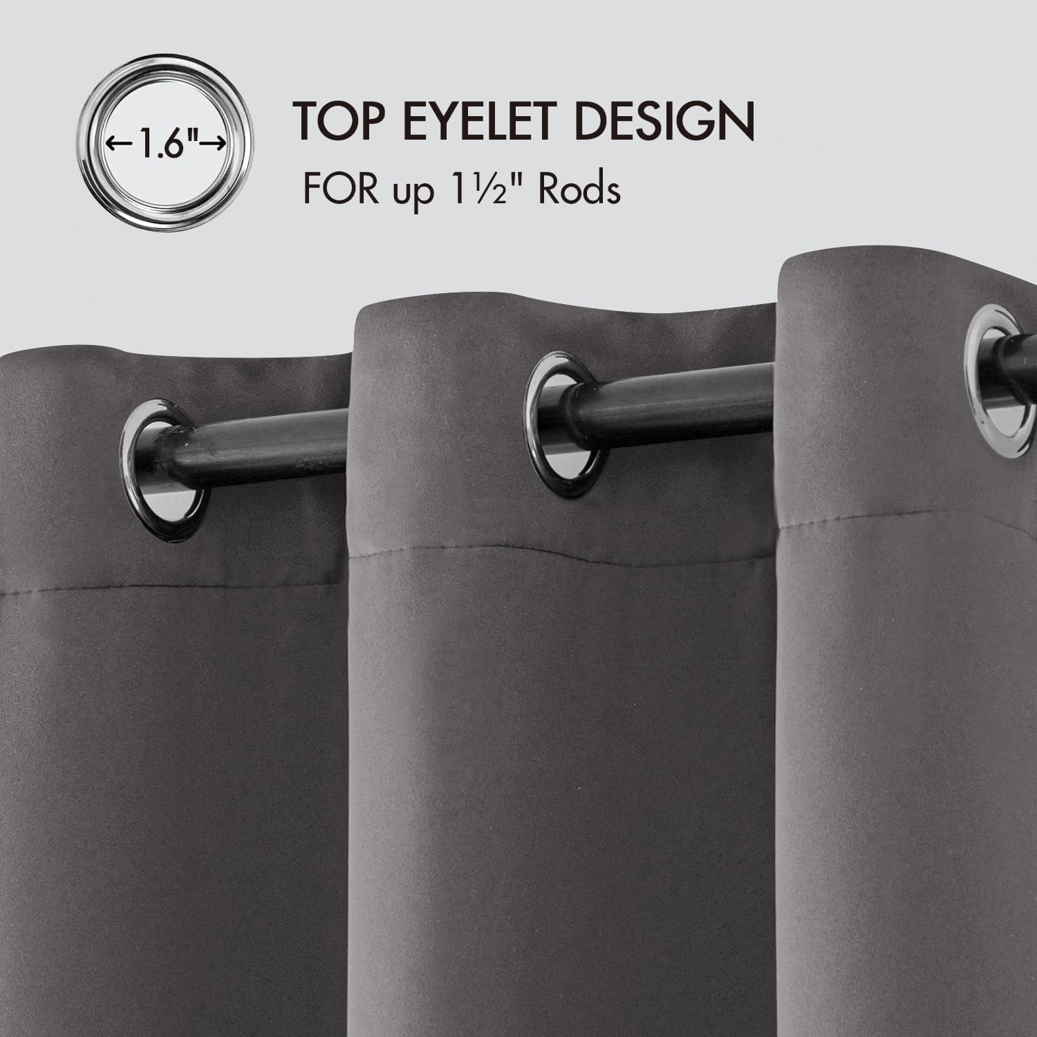 EMEMA Tende Grigio Opache con Occhielli 225 CM di lunghezza, Morbide Tende Oscuranti, Set di 2 Tende Oscuranti per Soggiorno Camera da Letto, Tende Opache con Occhielli Ciascuna H225 x B140 CM