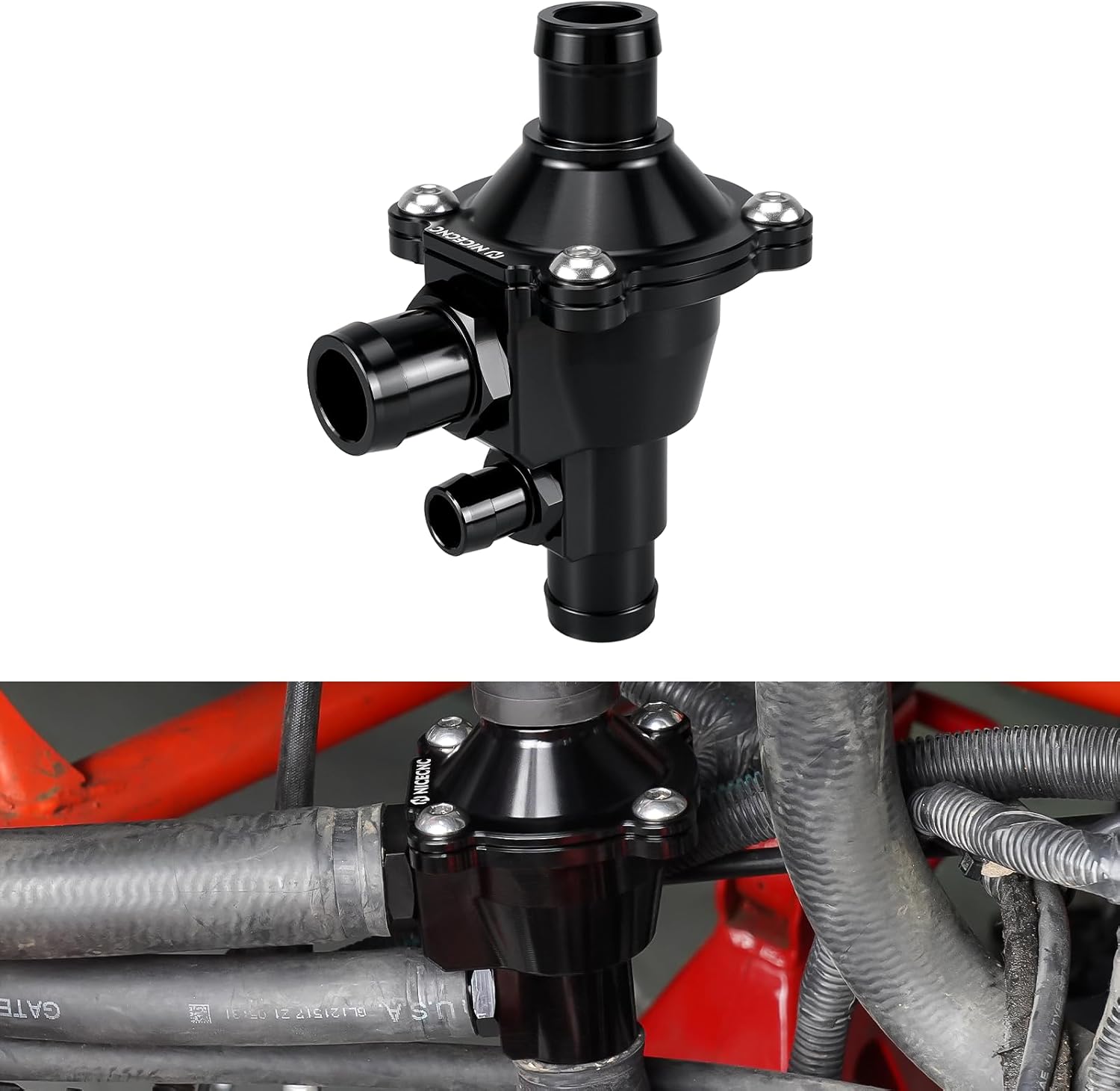 NICECNC Aluminum Detachable Thermostats Upgraded Compatible with Can Am Trail 1000 / 800R, Traxter T HD8 HD10, Maverick X3 Turbo 2018, Black