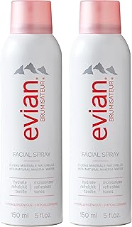 Evian Facial Spray 5 oz Duo Hydrating Mineral Water Mist for Face & Skin Refreshes Makeup, Sets, & Tones Facial Spray Twin Pack for Daily Skincare and Lightweight Facial Moisturizer Mist