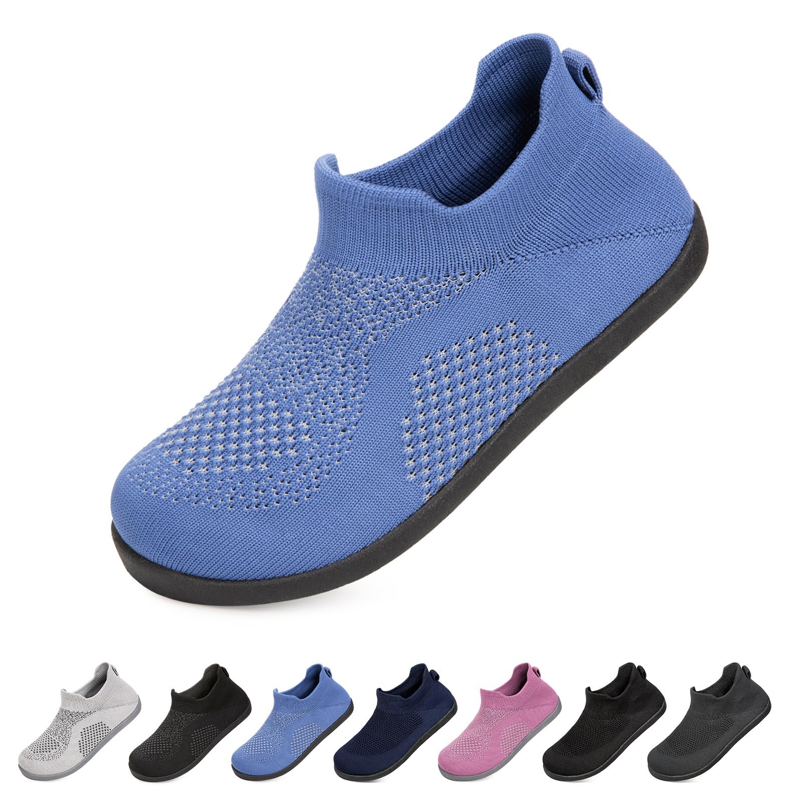 Photo 1 of EverFoams Women's Comfy Sock Weaving Style Loafer Slipper with Ultra Soft Rubber Sole Anti Slip 8 Violet Blue