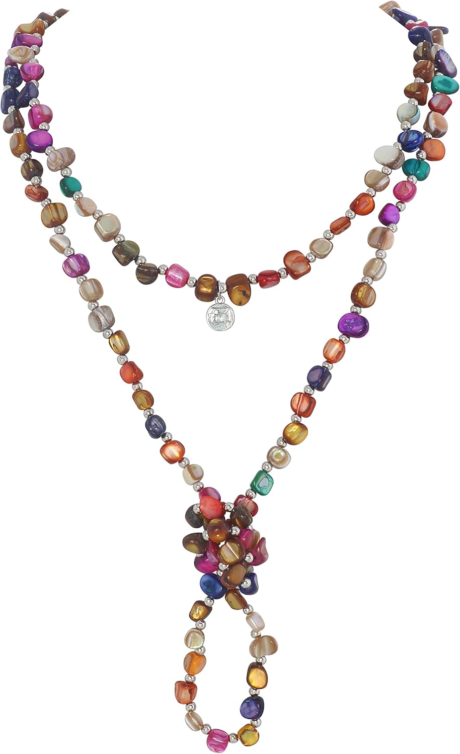 Firstmeet Long Knotted Beaded Necklace Boho Glass Beads Handmade Necklace for Women