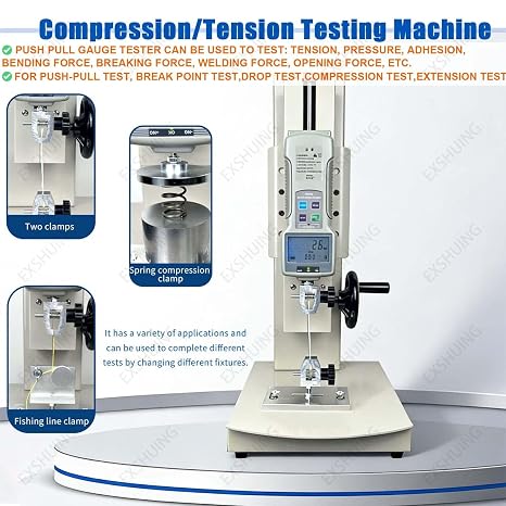 Manual Horizontal Digital Push-Pull Meter Tensile Pull Force Tester,Wheel-Driven Manual Push-Pull Test Stand,Test Bench and Digital Force Gauge, 10-2000n, for Push-Pull Test(No Ruler,50N)