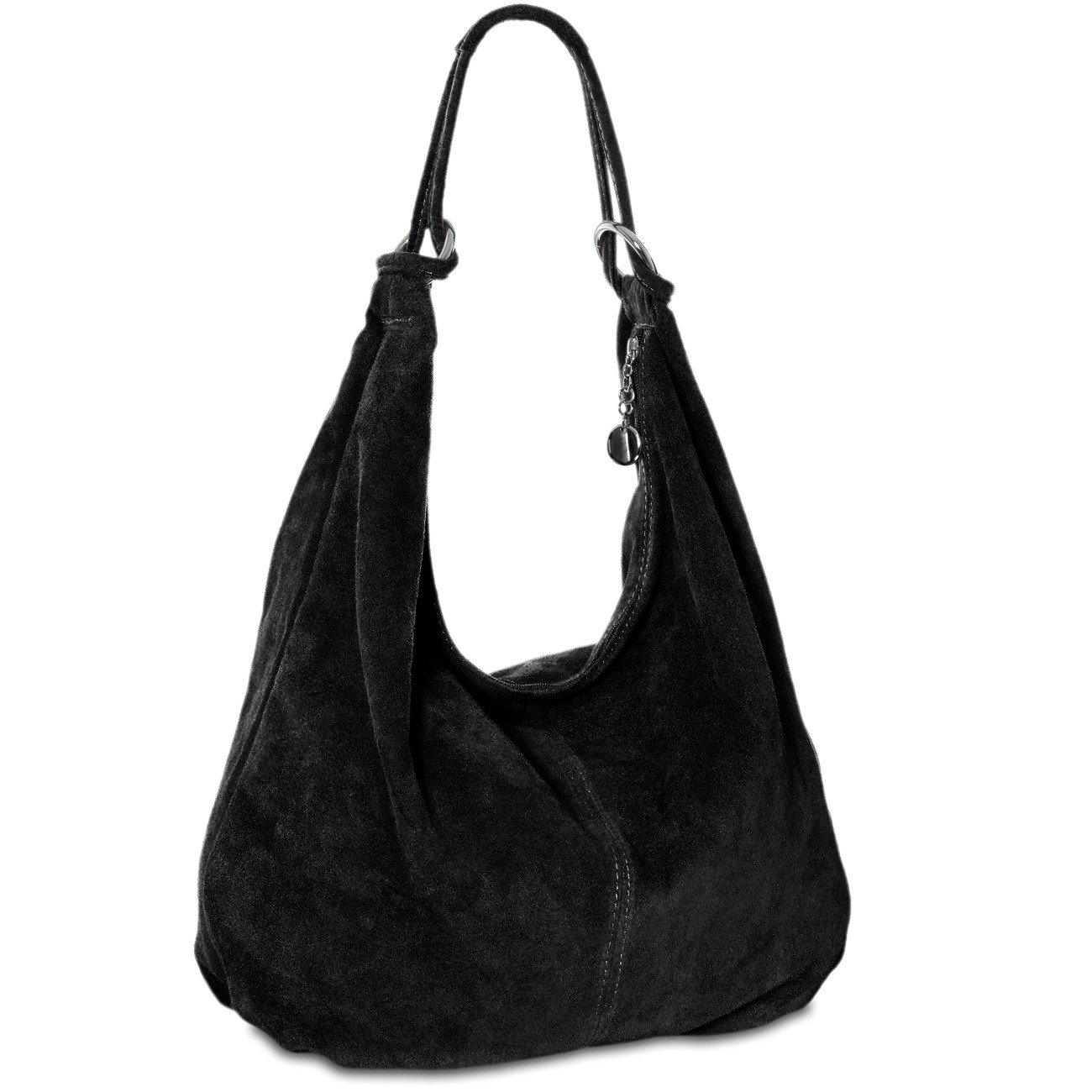 Caspar Große Damen Vintage Veloursleder Tasche Samtweiche Schultertasche aus Leder - CLASSIC LINE - Modell No.617 - Made in Italy