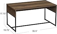 Vista 3 de Household Essentials Mesa de centro rectangular envolvente madera de fresno de grano rústico y metal negro