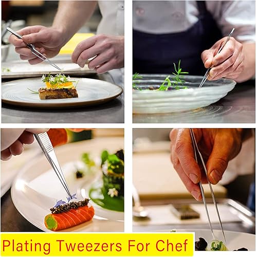 Miniatura 3 de 5 pinzas de chapado de 6.3 pulgadas, pinzas de alimentos para decoración de pasteles de galletas, hornearcocinar, pinzas de cocina de acero