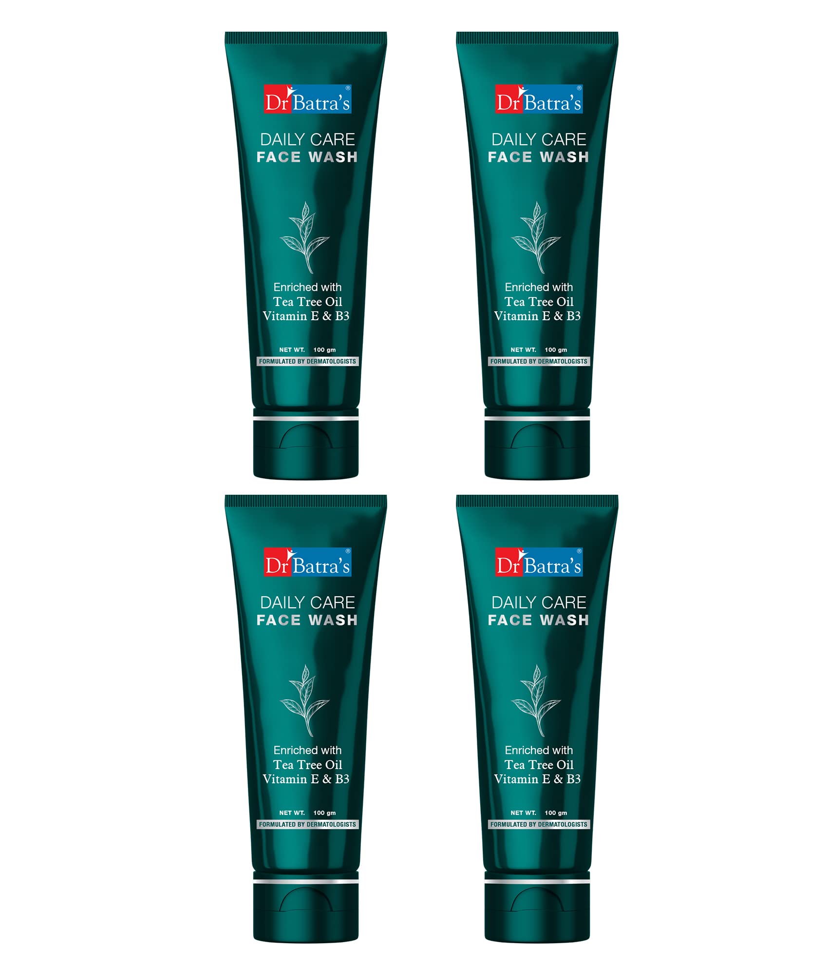 Sponsored Ad - Dr. Batra's Daily Care Face Wash, Enriched with Tea Tree Oil, Vitamin E & B3, Face Wash for Clean Skin, Protection from Sun Damage, Moisturized Skin (100g, Pack of 4)