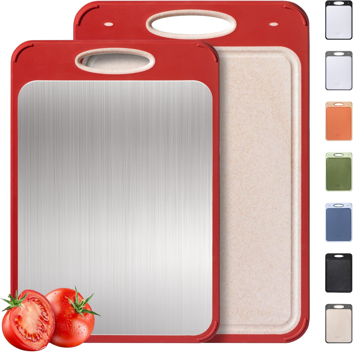 2 Packs Cutting Board Double Sided Non Slip Feet Over Sink Large Size Great Grandma Christmas Xmas Birthday Gifts Ideas Grandmother Gigi Granny Nana Glamma Mawmaw Yaya Abuela Abuelita Mamaw Mimi Nonna Medium+Large(Pack of 2) Red