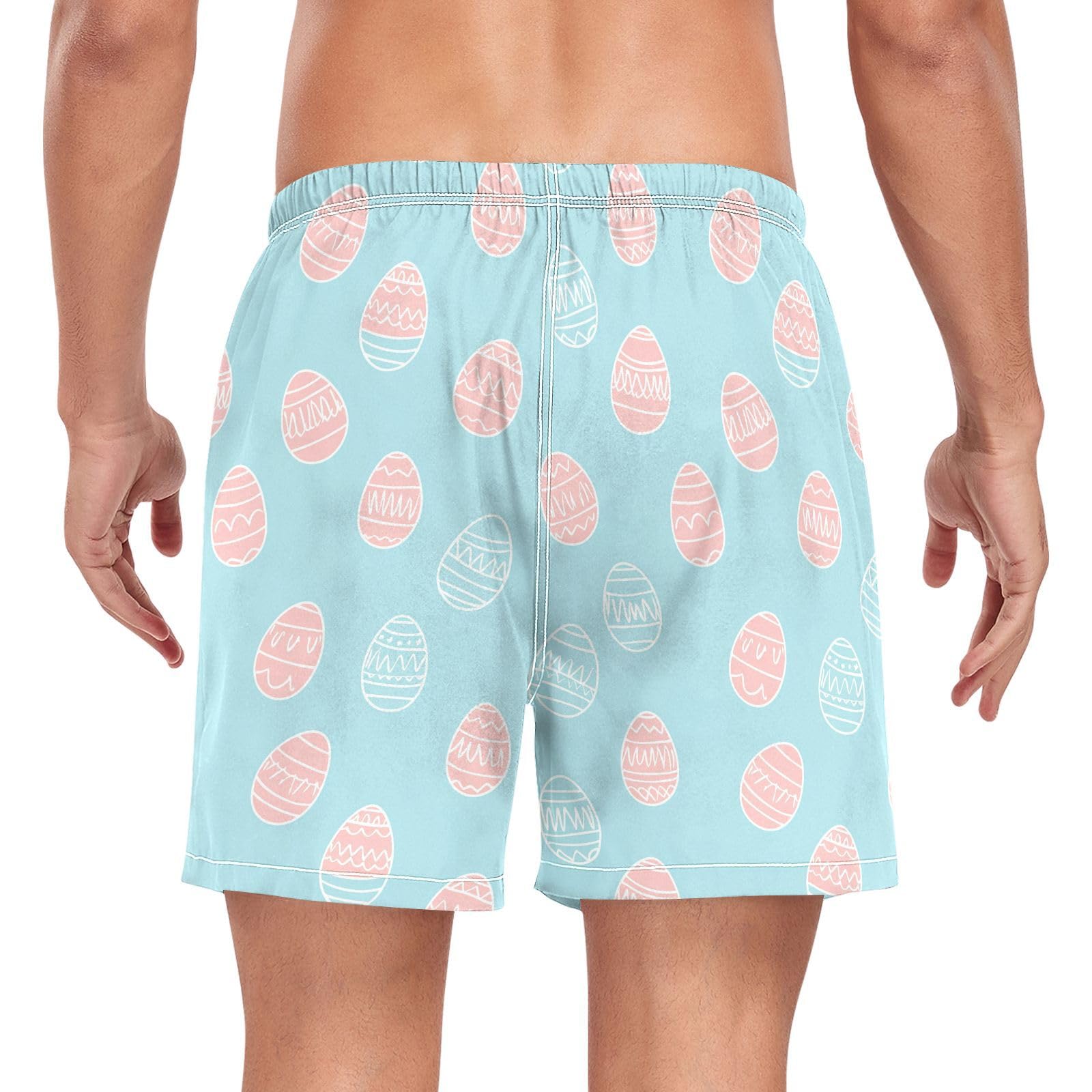 JUNZAN Mens Swimwear Trunks Boho Easter Mens 2In1 Workout Shorts with Pockets and Compression Liner Board Shorts Lightweight Turquoise