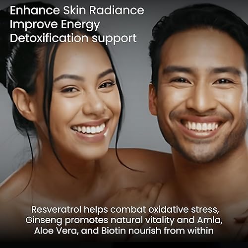 Miniatura 3 de YouthRenu - Suplemento de resveratrol antienvejecimiento con trans-resveratrol, colágeno de biotina - Suplementos energéticos para mujeres y hombres