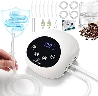 Kit de Enema Eléctrico, Enemas para Limpieza de Colon Hombres Mujeres, Kit de Café Enema Orgánico, Control de Velocidad de Flujo de Agua 100 Niveles con Pantalla LCD, Ducha Anal con Presión