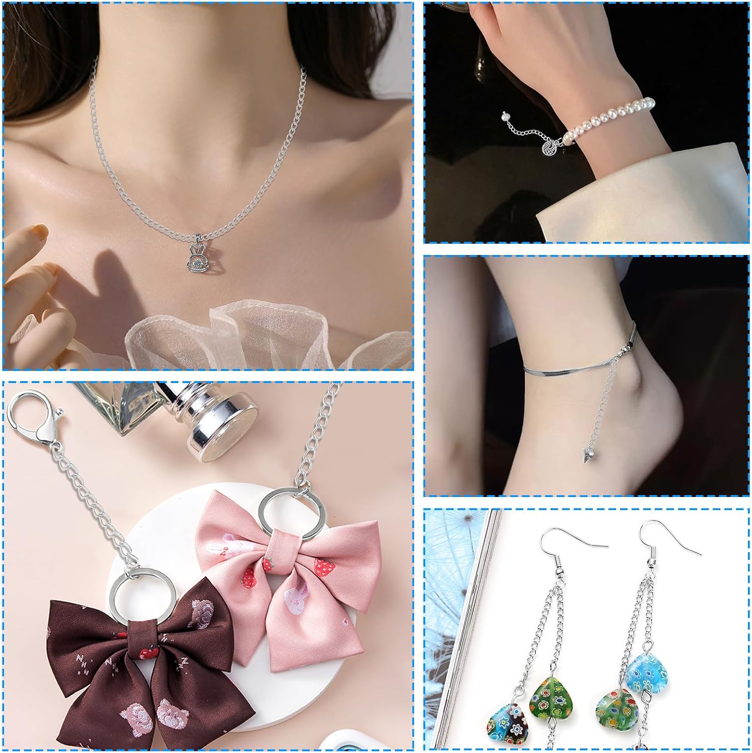 200Pcs Chain Extenders for Jewelry Making, Necklace & Bracelet Extender Chains, Removable Extension Tails for DIY Necklaces, Anklets & Jewelry Making Supplies (Silver) - Image 6