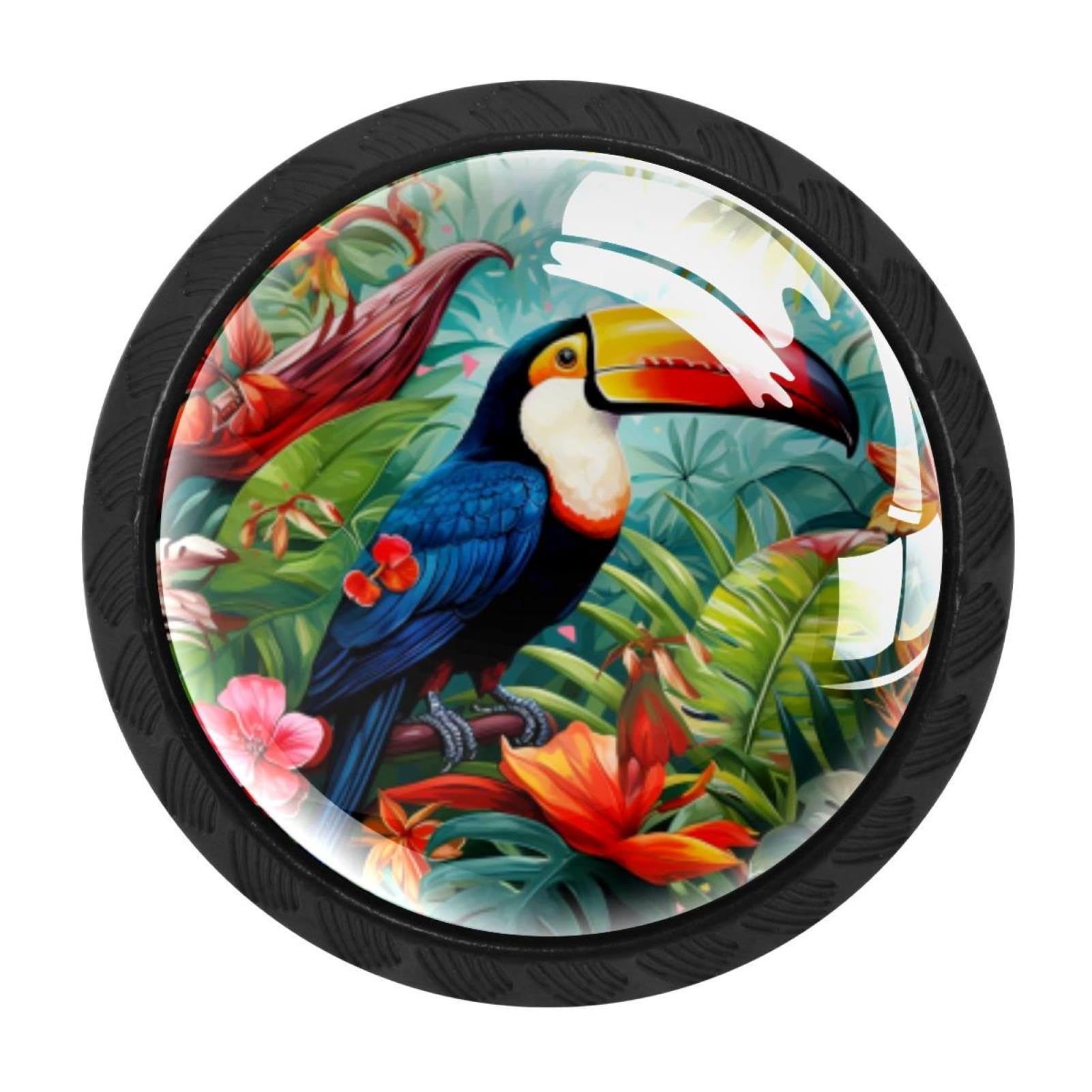 Chenzzzz Multicolored 14 4 Pieces Toucan Drawer Knobs, 35Mm Black Cabinet Knobs, Drawer Pulls And Knobs, Dresser Drawer Knobs, Cabinet Hardware Kitchen Cabinet Knobs