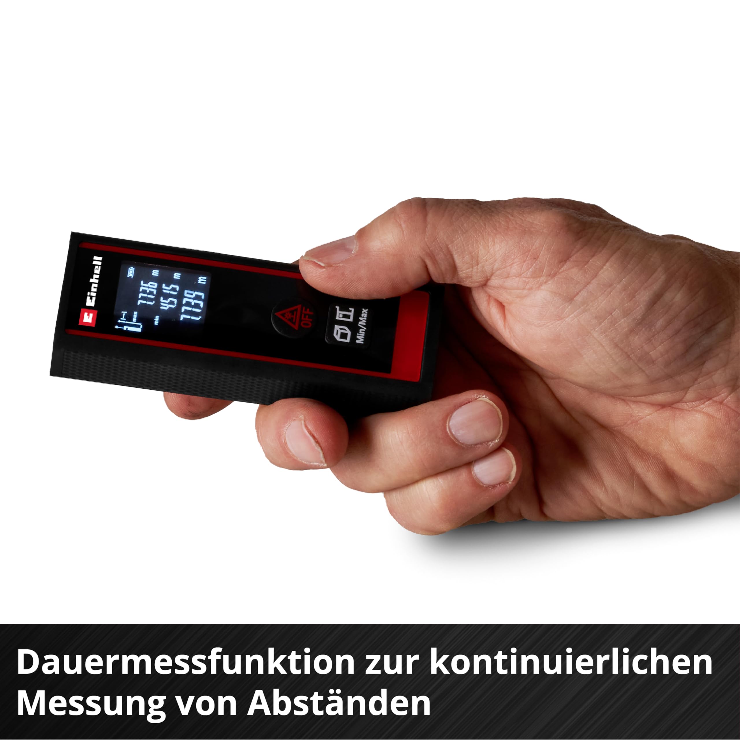 Einhell Laser Entfernungsmesser TC-LD 30 R (30 m max. Messbereich, Messmodi Distanz, Fläche, Volumen, Dauermessung, LCD-Display, Abschaltautomatik, ohne Batterien)