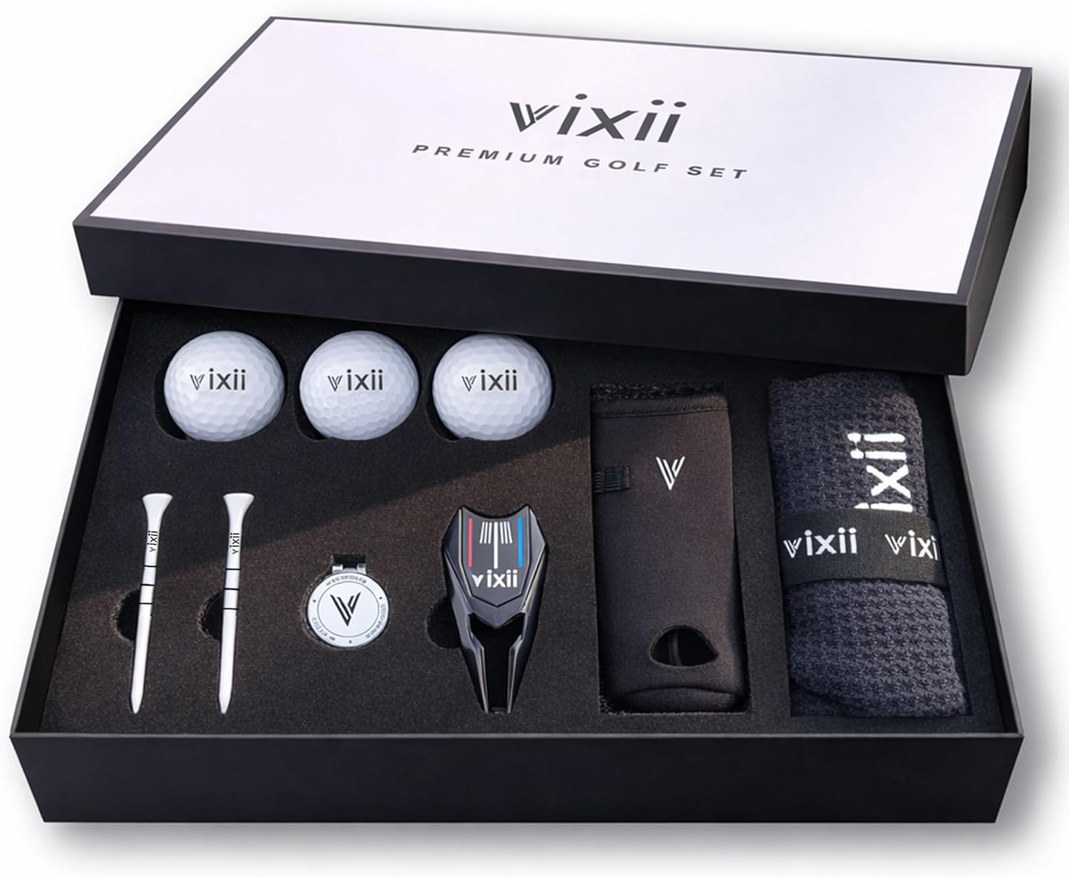 Premium Mens Golf Sets New Golfer Gifts for Women, Golf Accessories for Men with 3-Layer Golfing Balls, Bamboo Tees, Waffle Towel, Divot Tool & Ball Marker, Golfer Must Haves Golfing Accessories