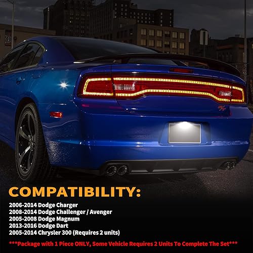 Miniatura 2 de Gempro Luces LED para matrícula, parachoques trasero, montaje de lámparas para Dodge Charger Challenger, Avenger Magnum Dart, 6000 K, color blanco,