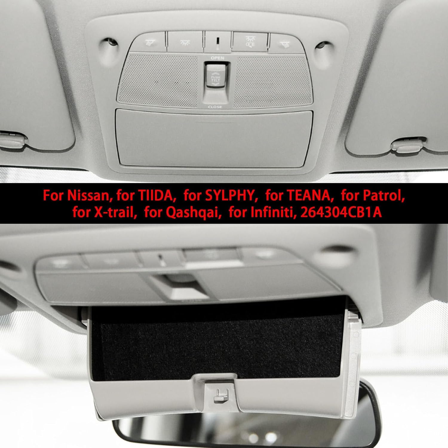 Overhead Console Interior Overhead Map Lamp Reading Light for Nissan, Sunroof Switch Console Assembly Replacement Accessories-Black