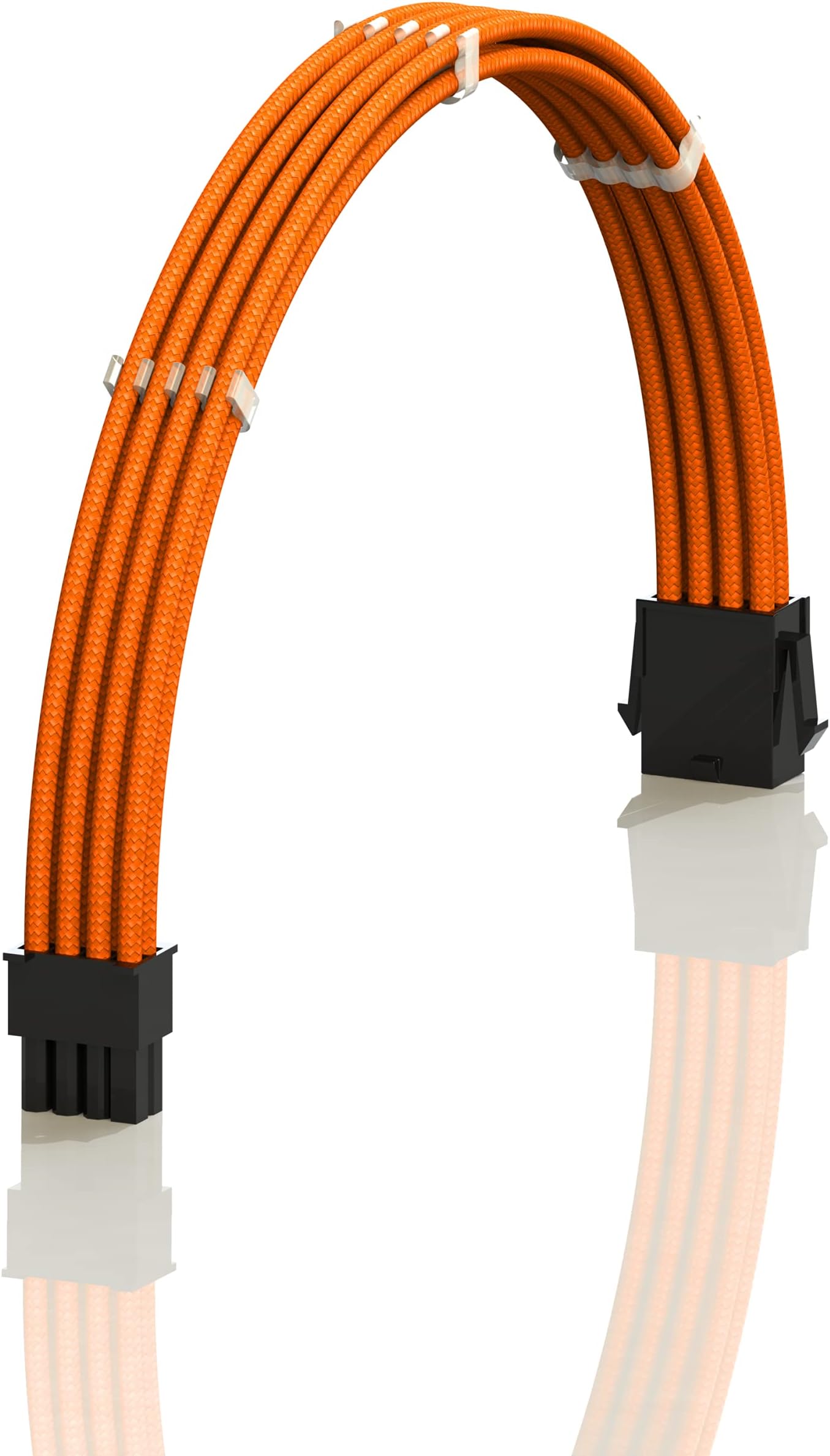 LINKUP - 50cm EPS 8 (4+4) P CPU ATX Motherboard PSU Power Supply Braided Sleeved Custom Mod PC Extension Cable w/Combs┃Strong & Stiff Design┃Single Pack┃500mm - Orange