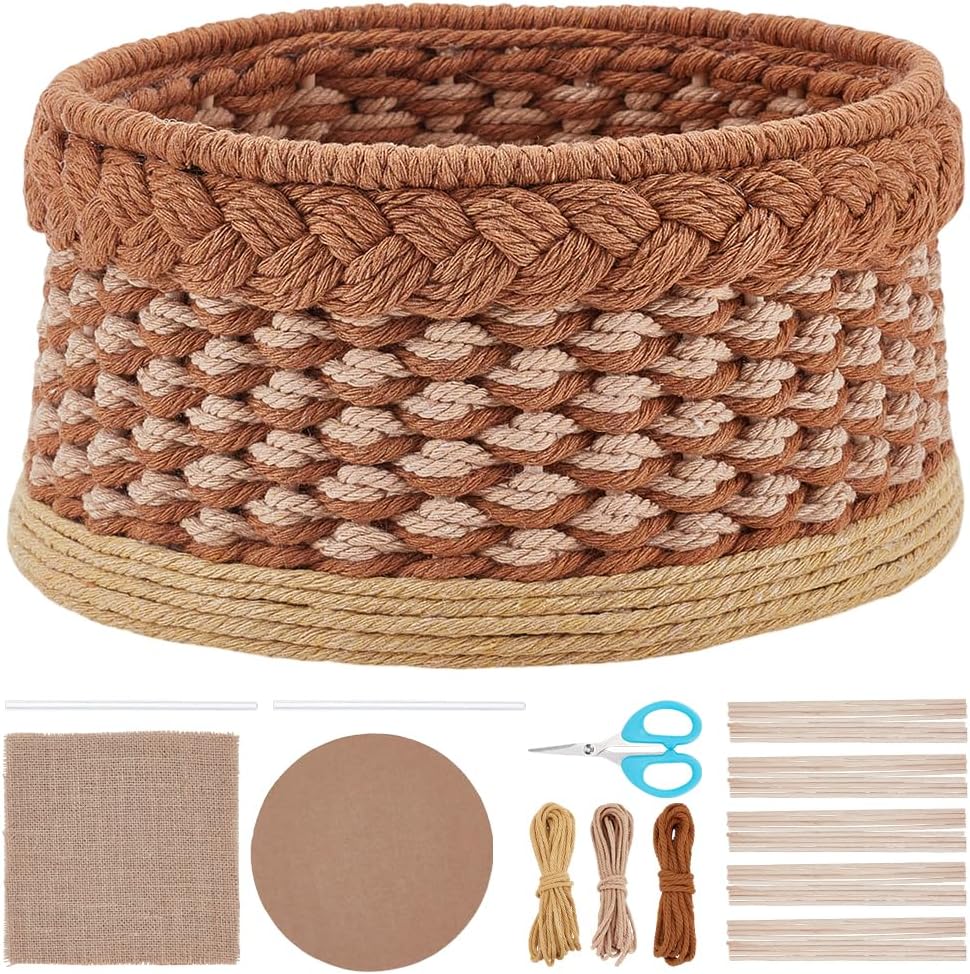 ACRNIGHEET Macrame Basket Weaving kit Weaving Kit for Adults Beginners with Step-by-Step Tutorials Storage Basket Making Kits Craft Gift Ideas