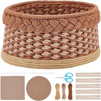 ACRNIGHEET Macrame Basket Weaving kit Weaving Kit for Adults Beginners with Step-by-Step Tutorials Storage Basket Making Kits Craft Gift Ideas