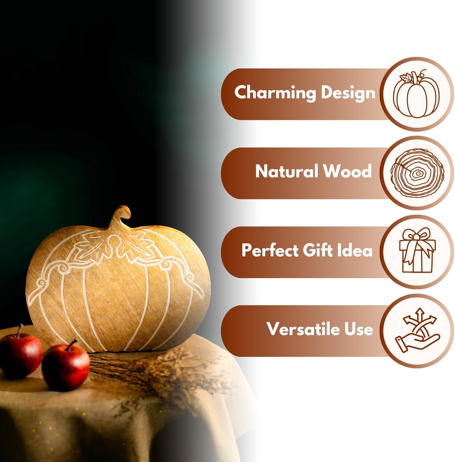 Marco Paul Pumpkin Wooden Coffee Table Tray Autumn Decor Display Fruits Sweets Wooden Serving Charcuterie Board Key Dish for Hallways Jewellery Trays Wood Platter Decorative Pumpkin Decorations