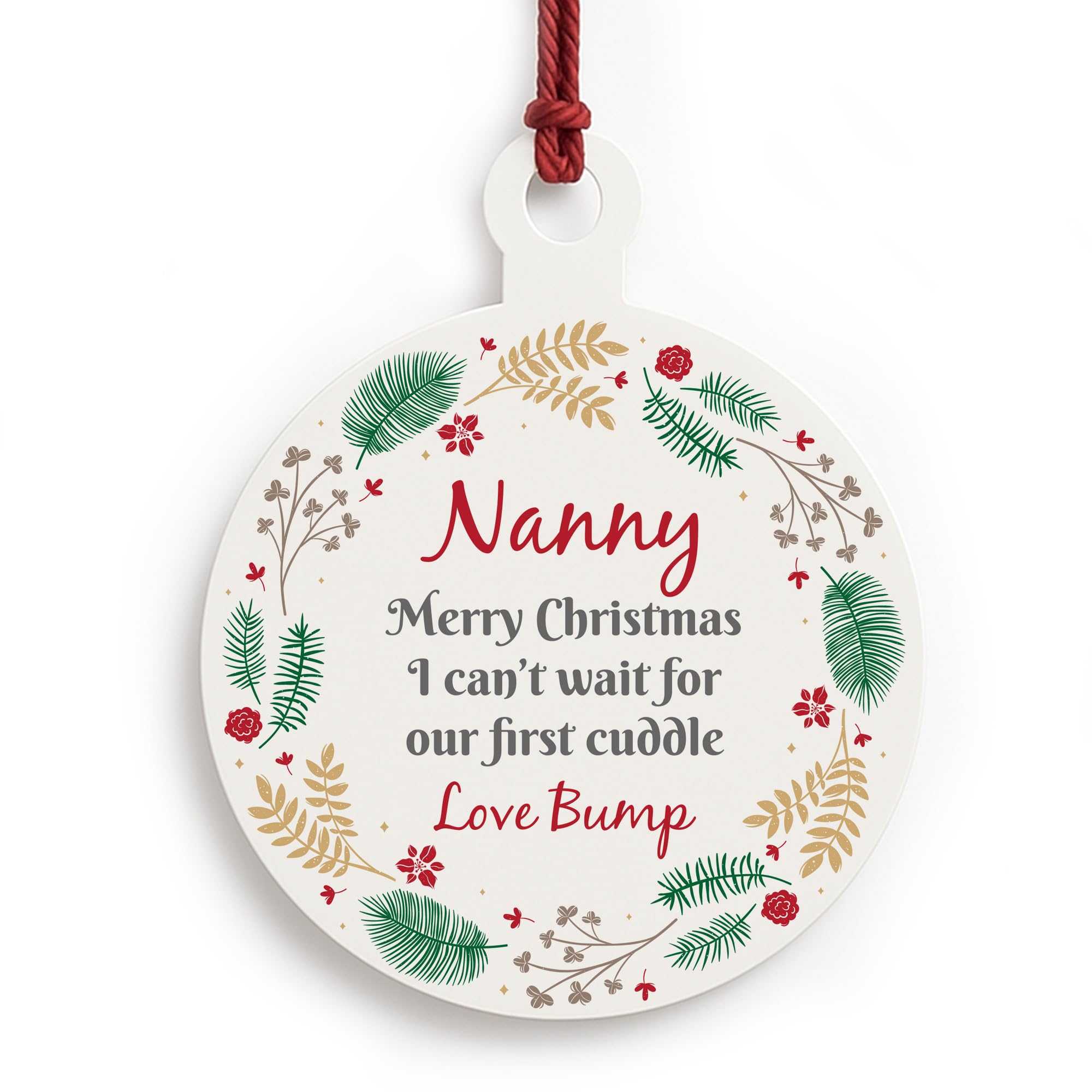 Red Ocean Merry Christmas Nanny To Be From Bump Acrylic Bauble For New Nanny Christmas Tree Decoration Baby Bump Beautiful Keepsake