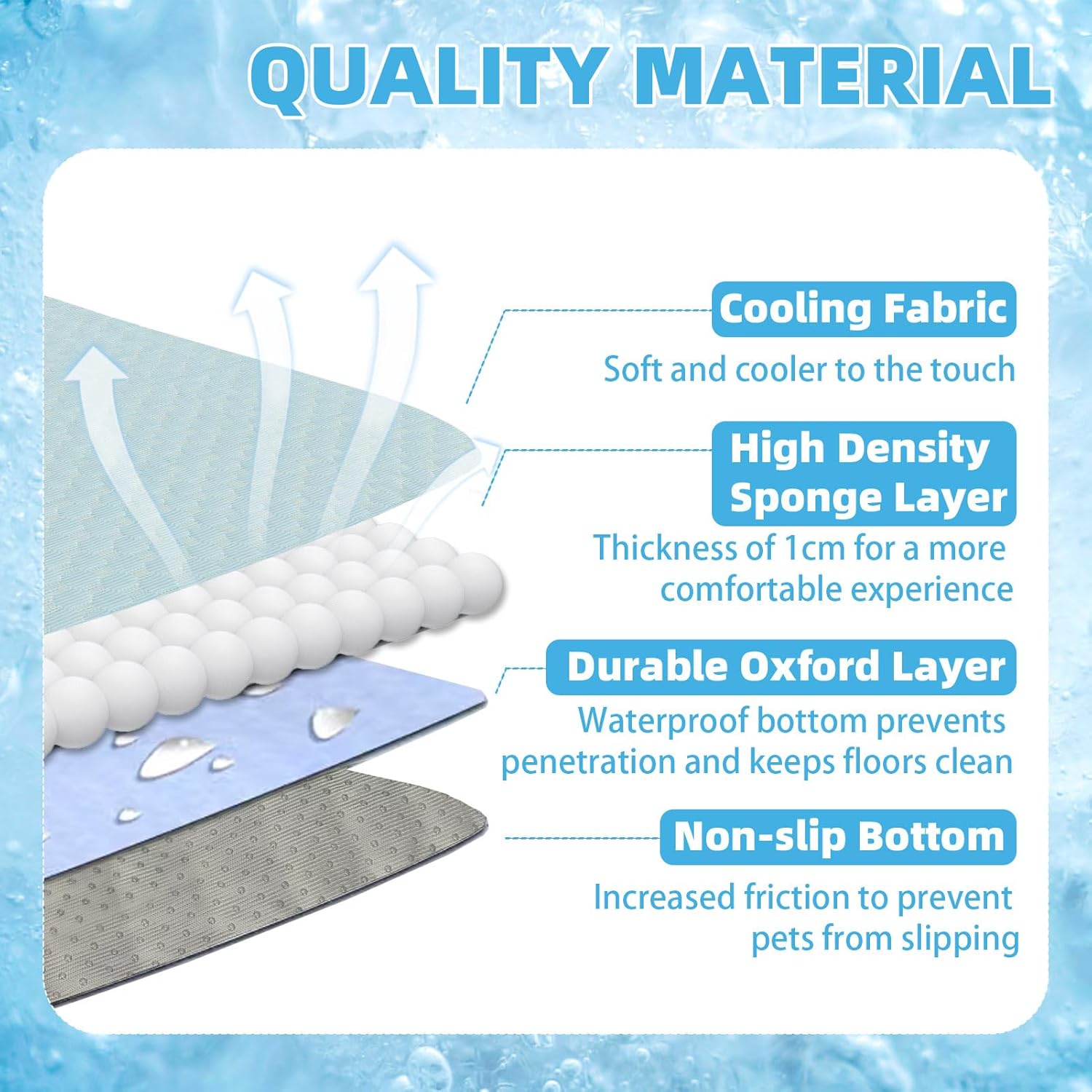 review PUPTECK Upgraded Dog Cooling Mat Ice Silk Self Cool Pad for Small Medium Large Dogs and Cats, Non-slip Pet Bed for Summer or Hot Days Sleeping, Washable & Portable, Solid Light Blue, L(23