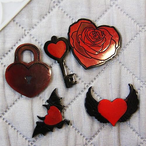 Miniatura 5 de Finyoffiy Molde de resina de corazón, molde de silicona con bloqueo de rosa, molde de fundición de bricolaje para joyería, collares, colgantes,