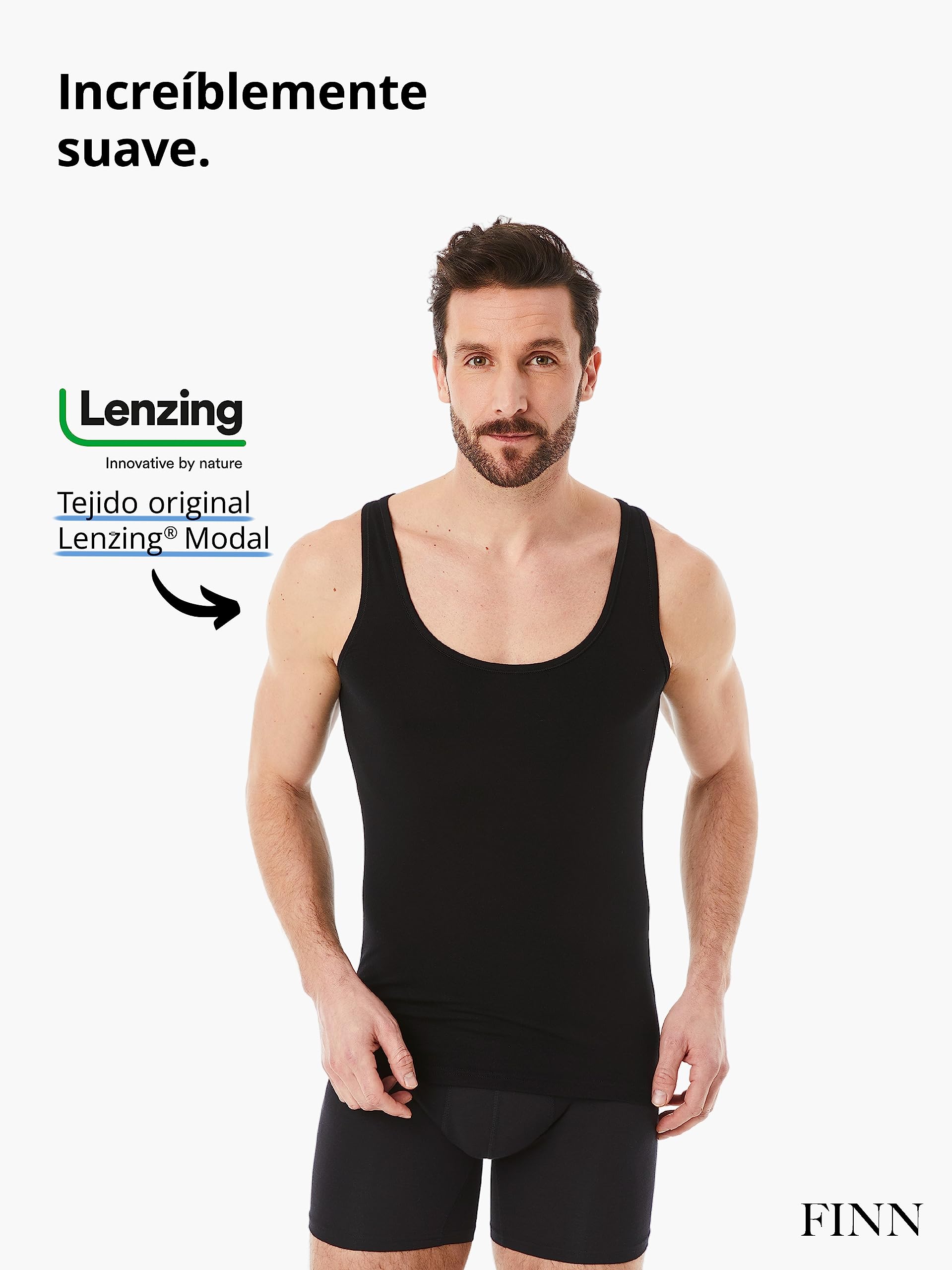 FINN Camiseta de Tirantes Business para Hombre - Camiseta Interior de Tejido Original Lenzing® Modal - la Camiseta sin Mangas Debajo de Camisas y Trajes