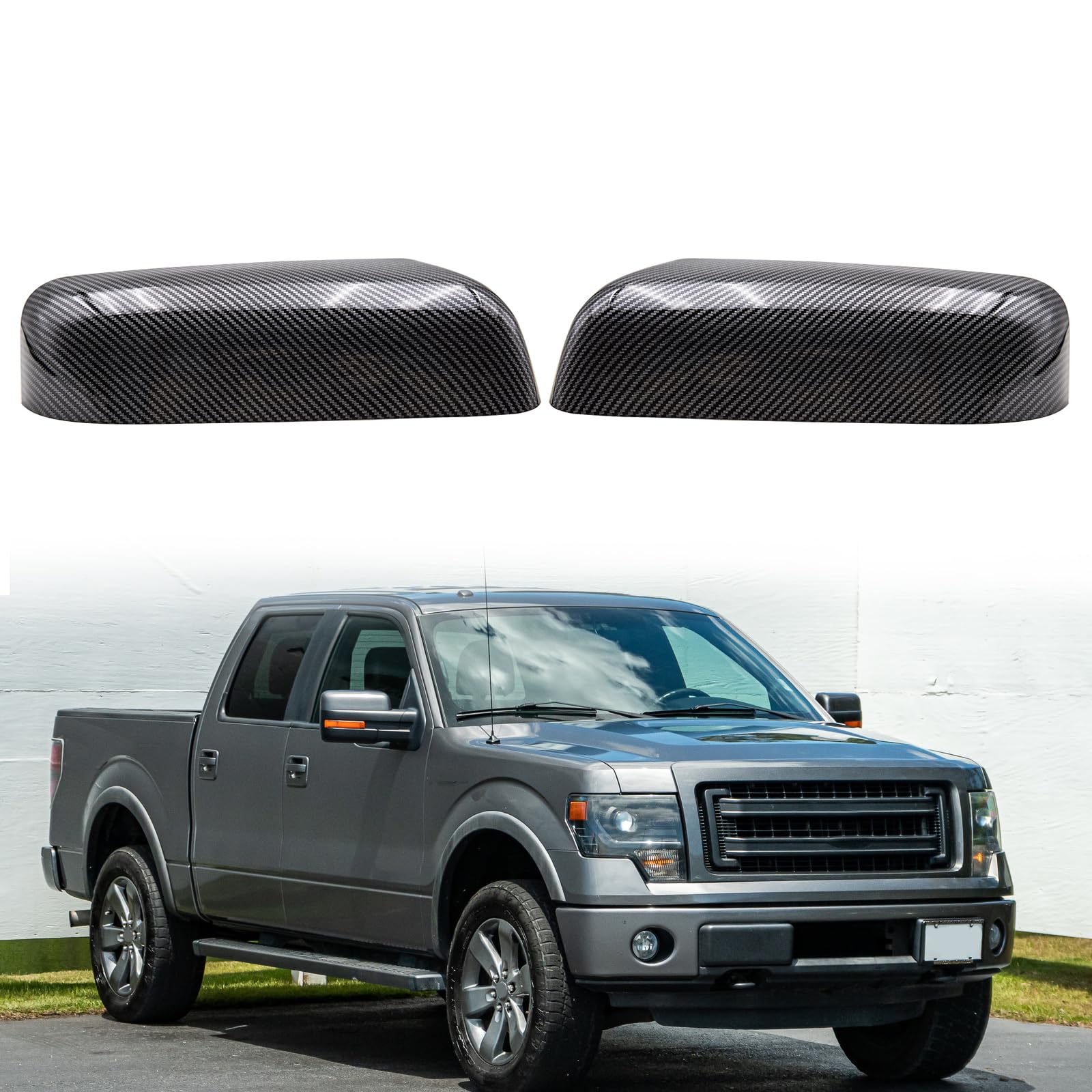 White Direct Replacement Side Mirror Covers Caps For 2015-2020 Ford F150, Directly Replace Style, Not