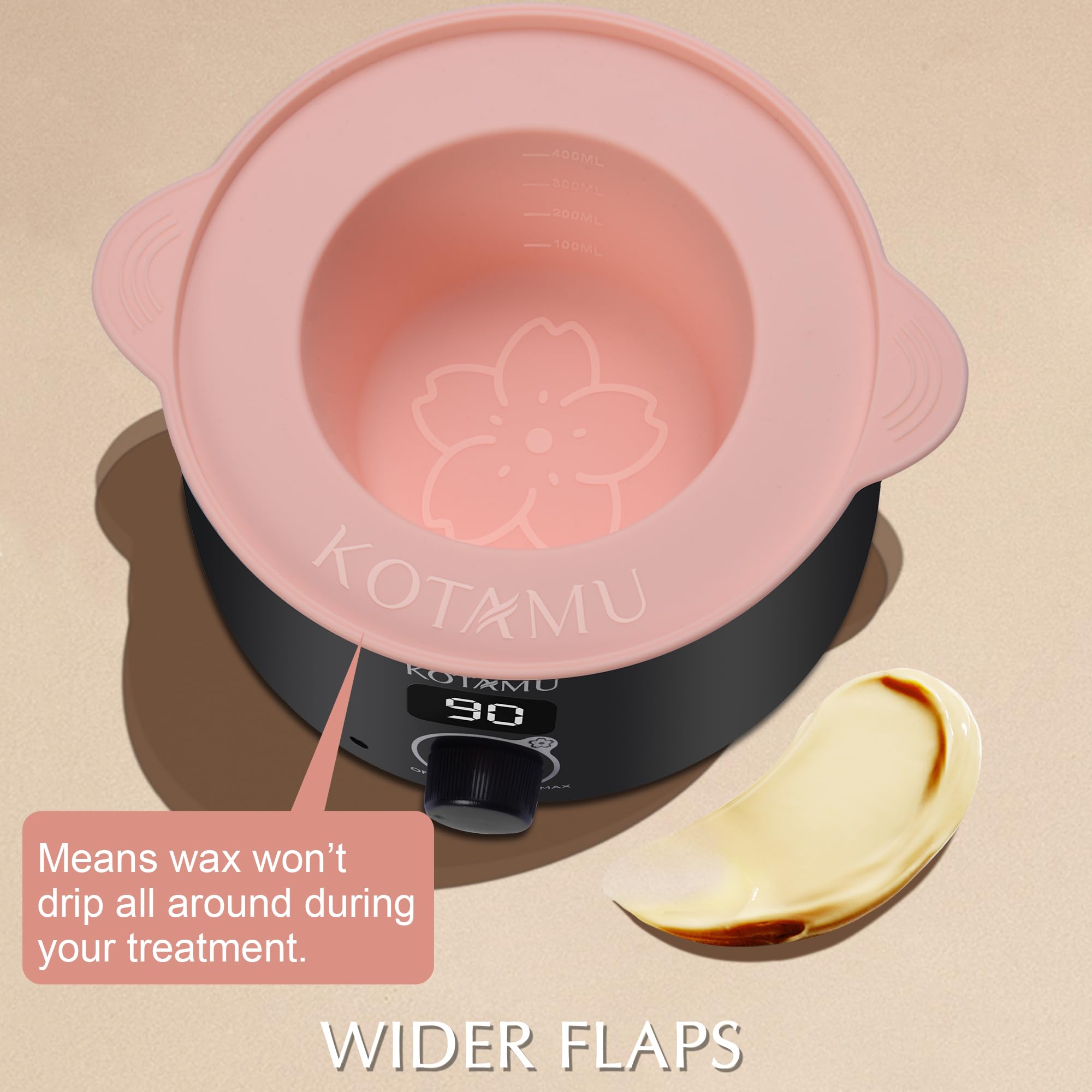 KOTAMU Professionelles Digitales Wachswärmer Set mit Silikonschale 400g Wax Haarentfernungsmaschine