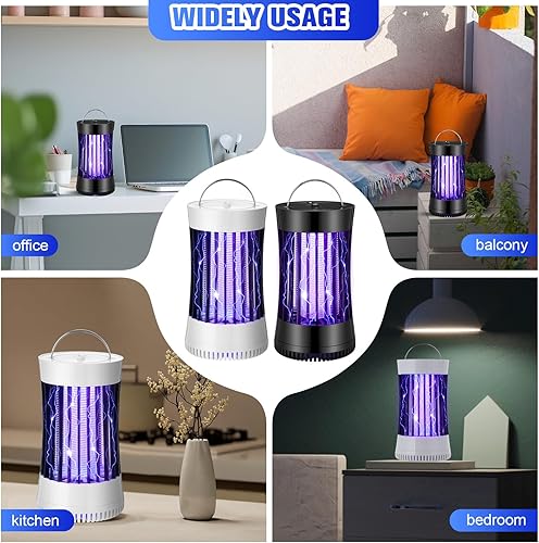 Miniatura 7 de Paquete de 2 exterminadores de insectos con ventilador para interiores, enchufe 2 en 1 de 1500 V, trampa para lámpara de mosquitos iluminada con