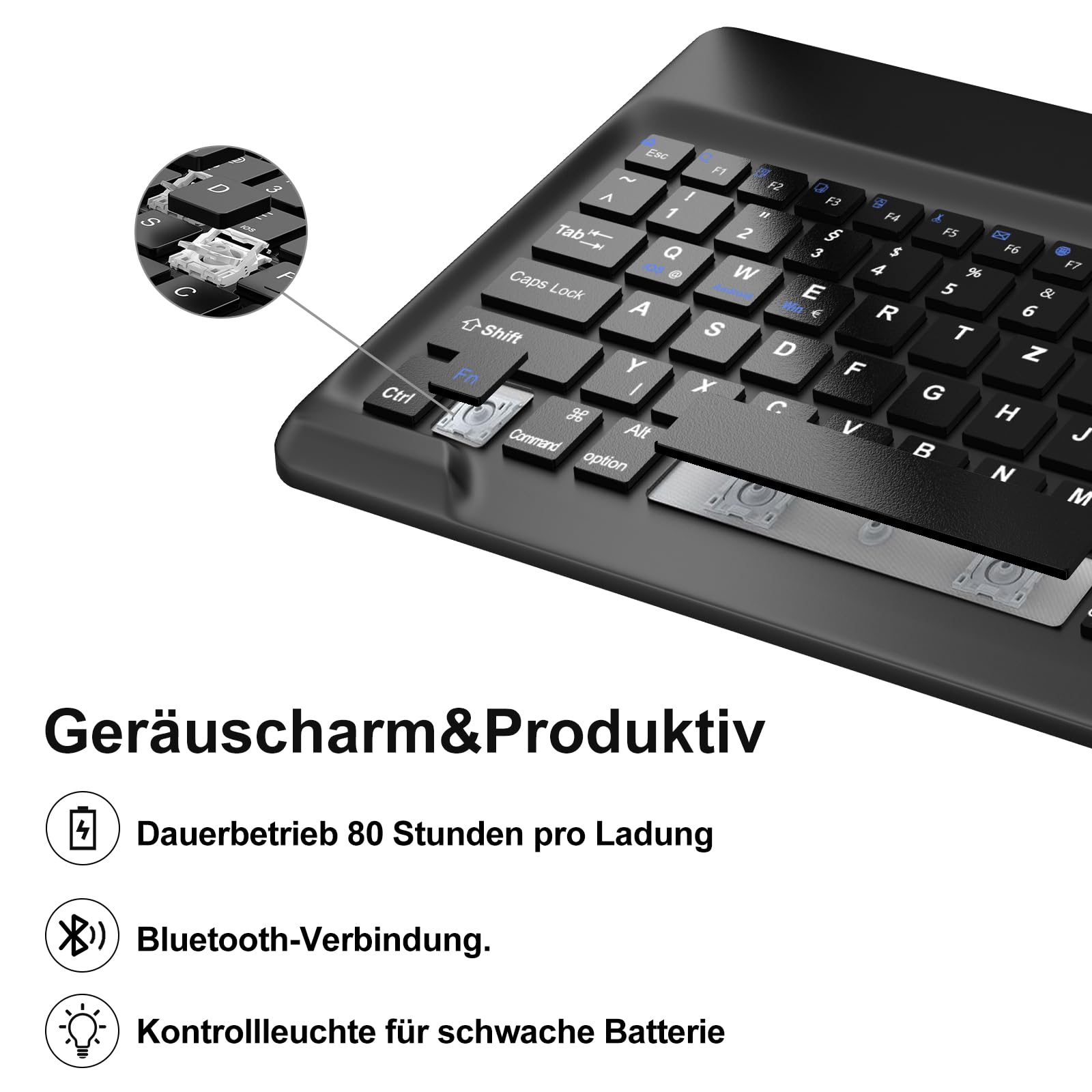 IVEOPPE Tastatur Hülle für iPad Pro 12,9 Zoll 6/5/4/3 Generation, Magnetisch abnehmbar mit Deutsches QWERTZ Layout Keyboard für iPad Pro 12.9", Soft TPU und Leder, Schwarz