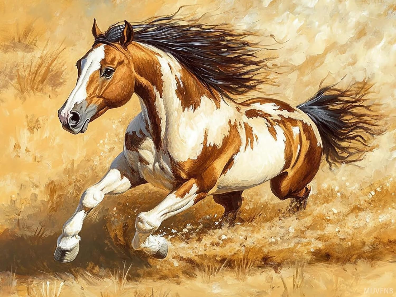 MIJVFNB DIY American Native Indian Horse 11CT Pre-Printed Cross Stitch Kit for Adults and Beginners, Easy Needlepoint Pattern for DIY Home Decor Crafts, 12x16 inch