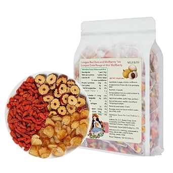 WEIJUEJIYI Longan Wolfberry and Red Date Tea 180g 6g * 30 Pack, Bagged Combination Tea of Longan, Red Date and Wolfberry, Individual Triangular Tea Bag, No Additives, No Caffeine