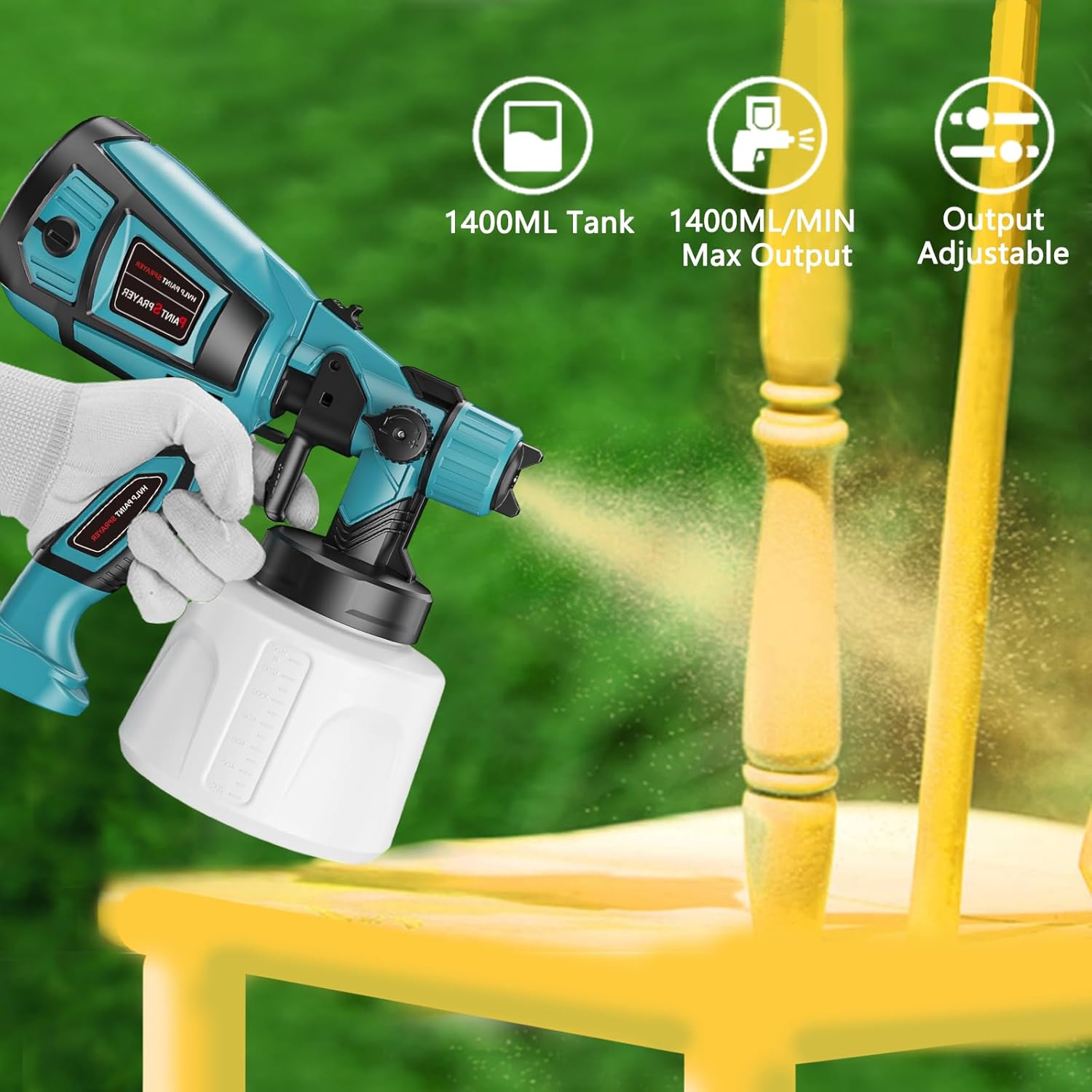 Paint-Sprayer-1000W-High-Power-Electric-Spray-Paint-Gun 1400ml High Capacity Container Easy to Clean 4 Nozzles and 3 Patterns for House Home Furniture Cabinets Fence Door Chairs, Blue Paint-Sprayer-1000W-High-Power-Electric-Spray-Paint-Gun 1400ml High Capacity Container Easy to Clean 4 Nozzles and 3 Patterns for House Home Furniture Cabinets Fence Door Chairs, Blue