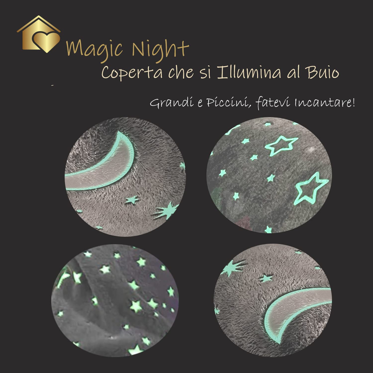 Set Coperta Astronauta Glow In The Dark Per Bambini - 127x152cm Con Federa, Regalo Spaziale